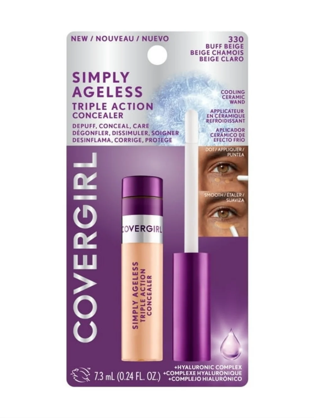 2 x Covergirl Simply Ageless Triple Action Concealer Hyaluronic Complex, 330